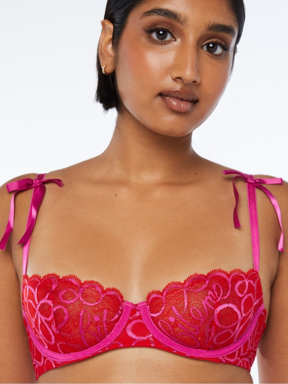 RIBBON WRITING UNLINED LACE BALCONETTE BRA savage fenty